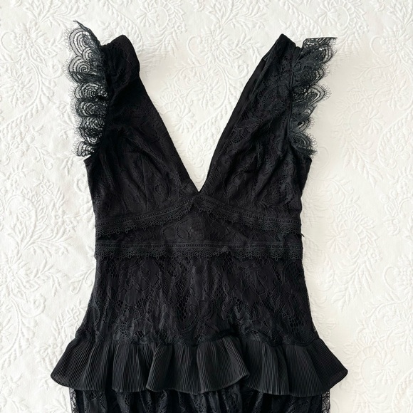 NWOT Lulus Marvelous Darling Black Lace Ruffled Tiered Maxi Dress Small - Picture 3 of 7